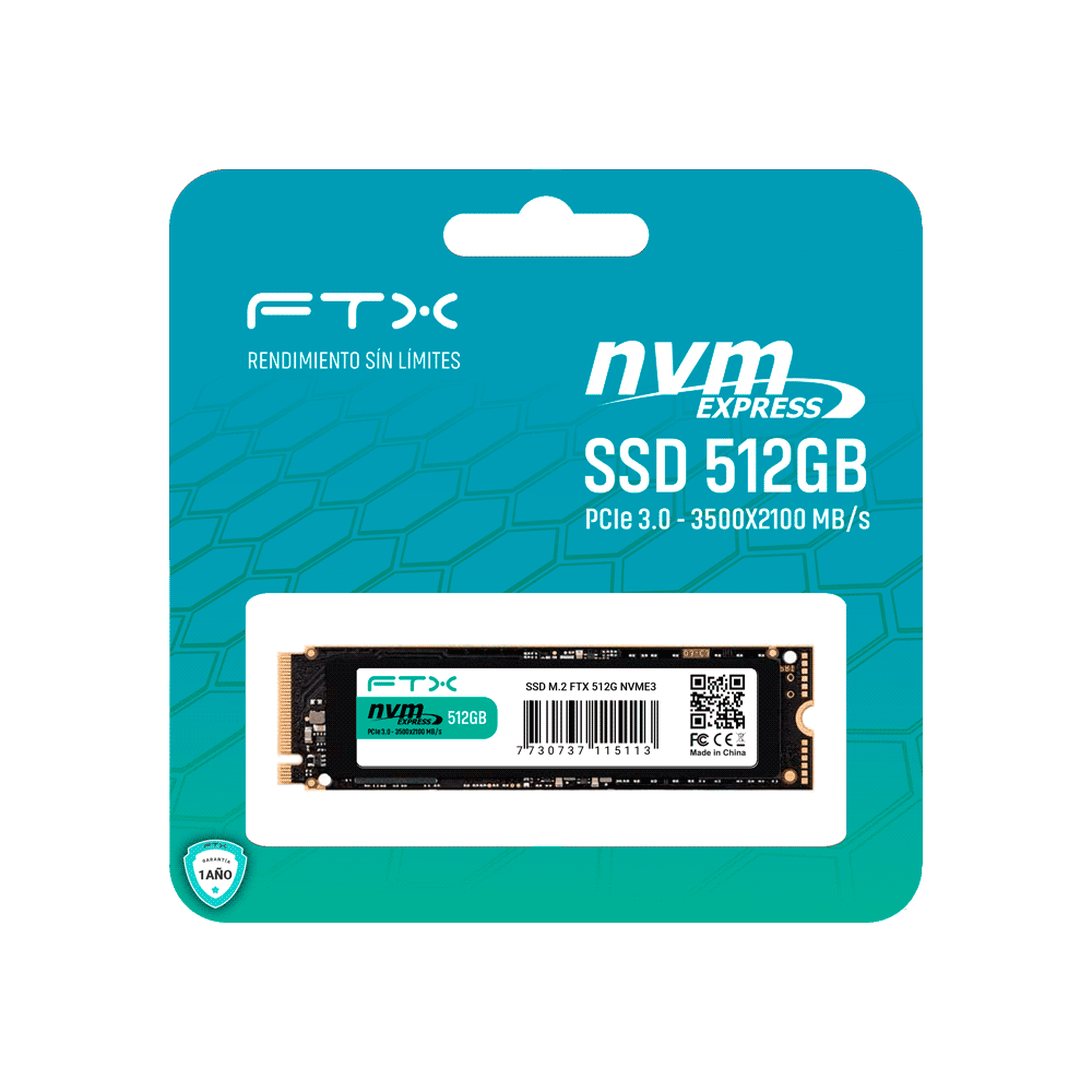SSD M.2 NVME 512GB FTX 3500/2100 115113 PCIE 3.0 1 A¥O GARANTIA