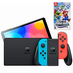 Consola Nintendo Switch 32GB - Negro + Juego Super Mario Bros Wonder Fisico (HAC-001(-01))