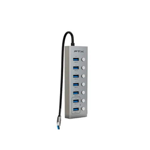 Hub USB-A 3.0 FTX-HUBU7-AG 7 Port/5 GBPS/USB-C gris