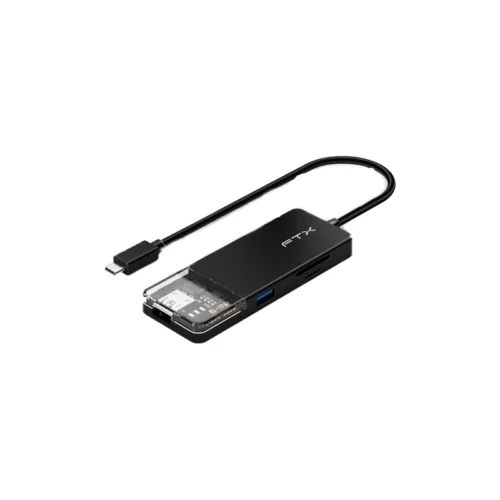 Hub USB-C 3.0/6 EN 1 FTX-HUBT4-PB 4K/5 GBPS/SD negro