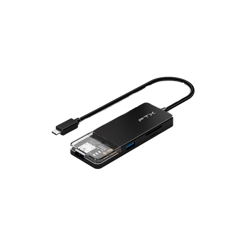 Hub USB-C 3.0/6 EN 1 FTX-HUBT4-PB 4K/5 GBPS/SD negro