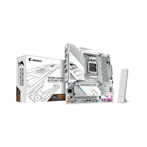 Placa Madre AM5 X870M Aorus Elite WIFI7 Ice DDR5 Gigabyte S/R/HDMI/2M2/USB4/Mat