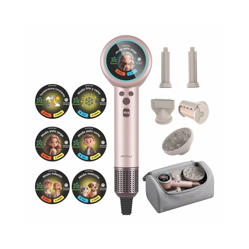 Secador de Cabello FTX 2200W 220V rosa 5 EN 1 HY2-205