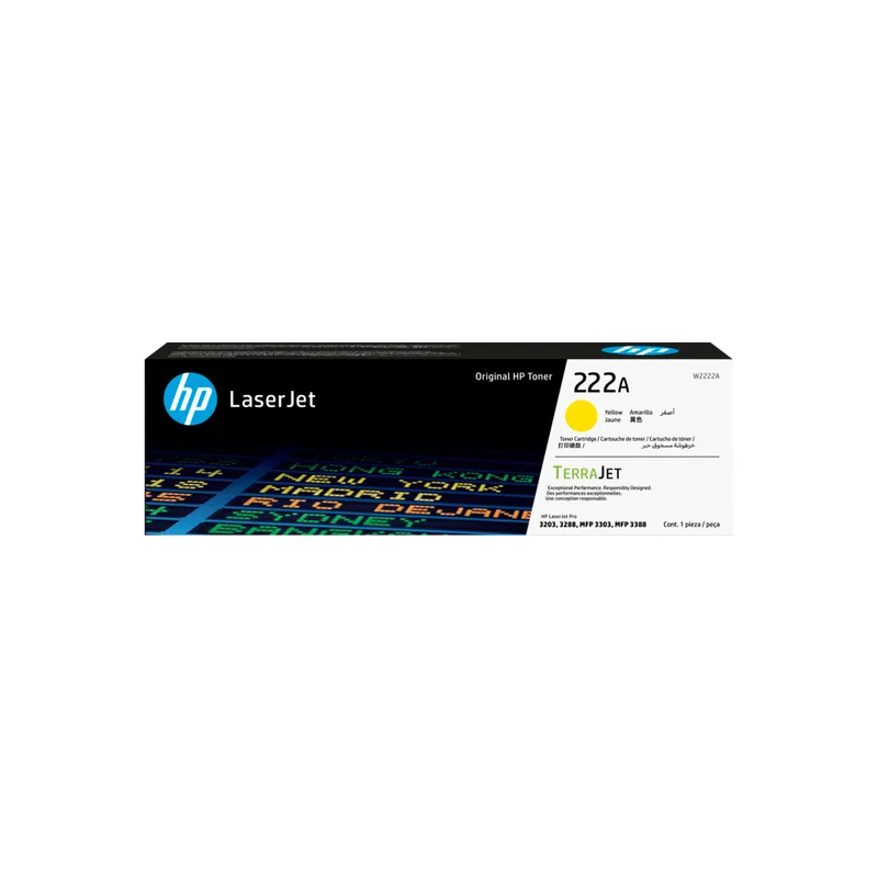 Toner HP 222A amarillo W2222A LJ Pro M203/Mfp 3201/3204/3288/3303/338
