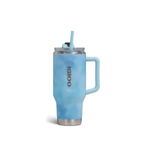 Vaso Térmico Igloo 950ml Sstl Trvl Mug Ice Dye C/Pajita azul 4P